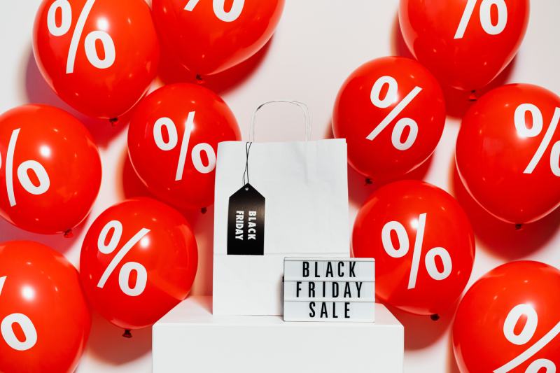 Red and White Balloons Black Friday Sale