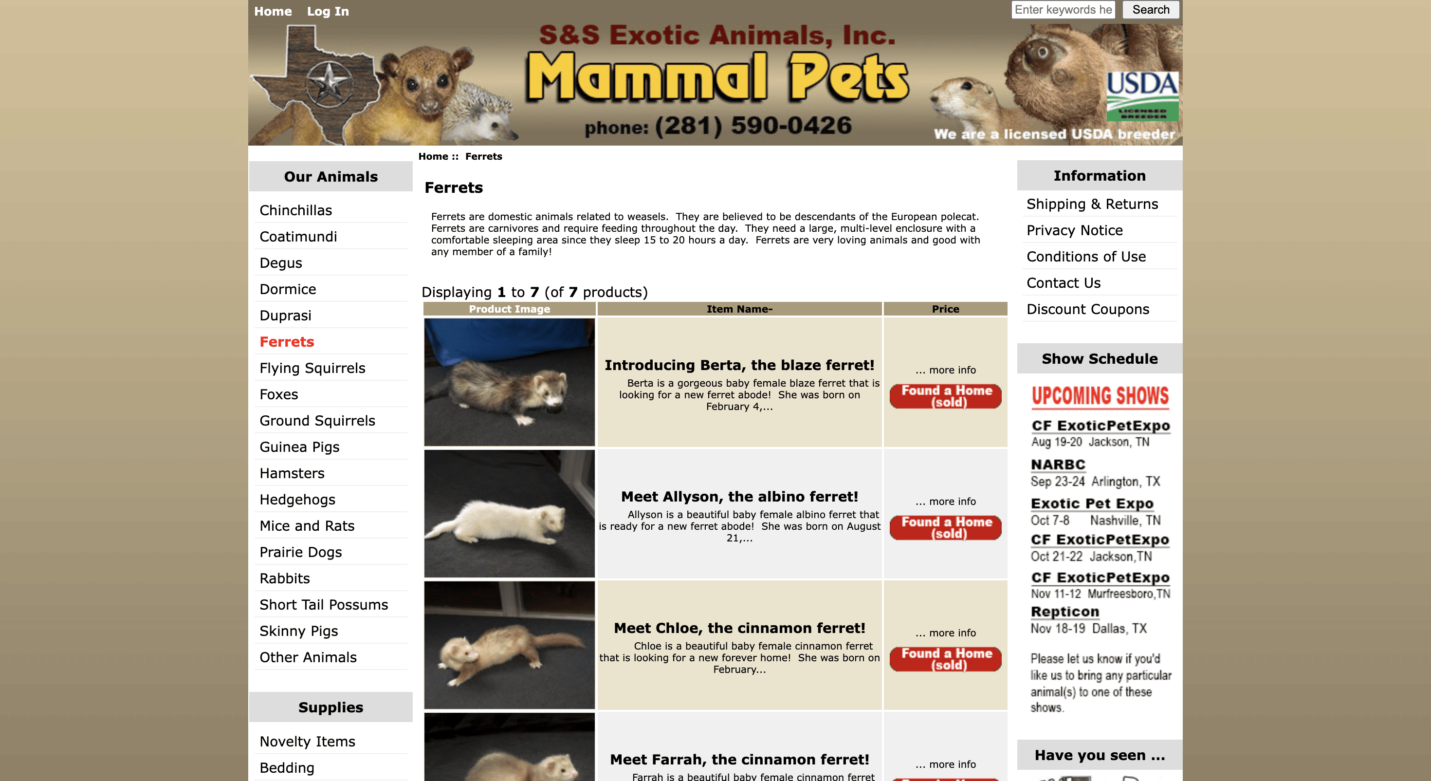 S&S Exotic Animals, Houston, TX