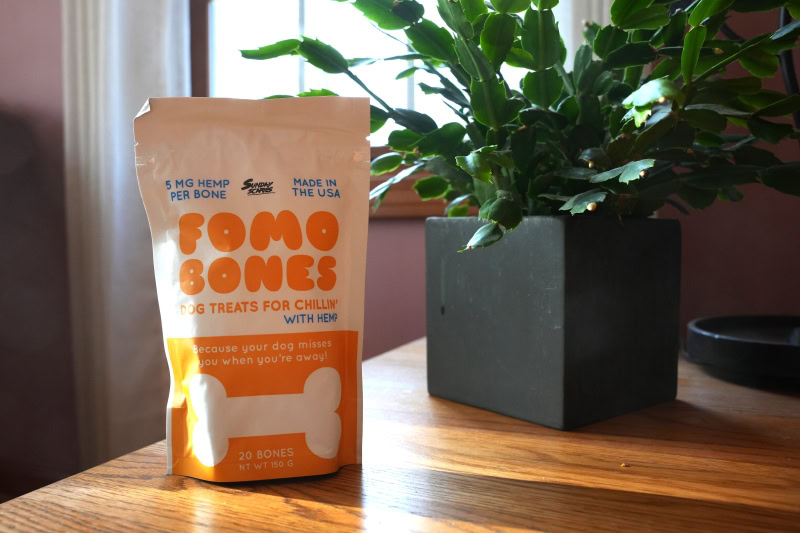 Sunday Scaries FOMO Bones - treat bag on the table