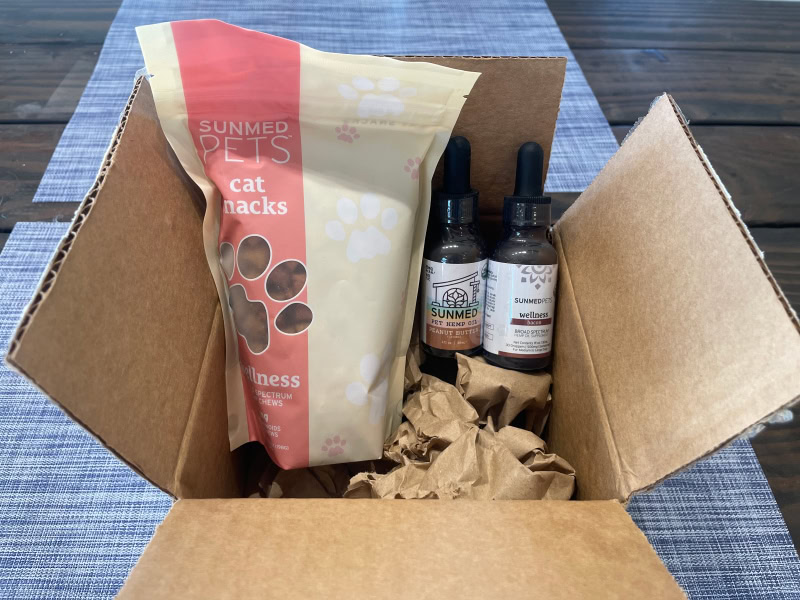 Sunmed Pet CBD Products - unboxing the products