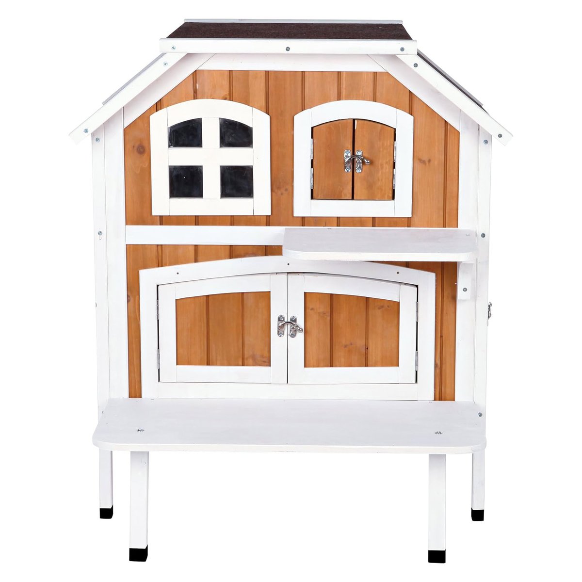 TRIXIE 2-Story Weatherproof Outdoor Cat Retreat, Spacious Indoor Cat Condo, Wooden Cat House