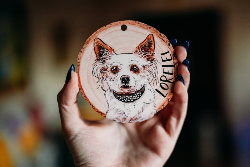 Unifury Wooden Ornament - female hand holding the product