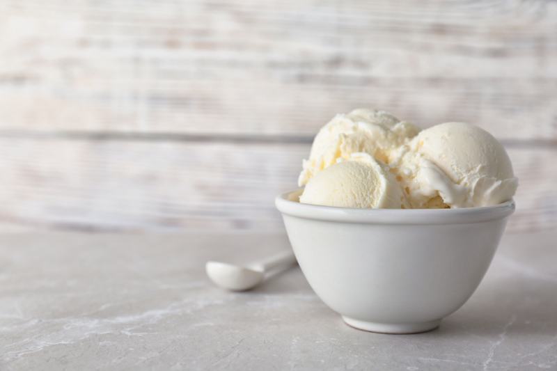 Vanilla ice cream in a bowl