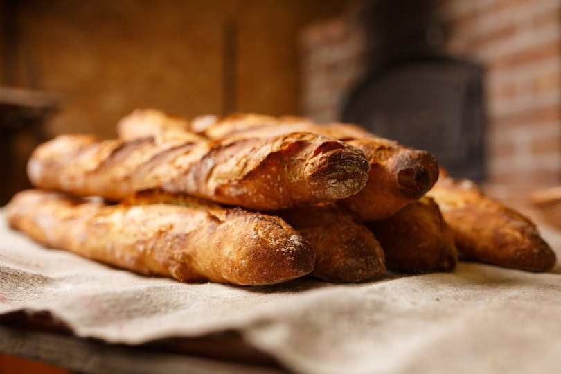 Wheat bread rolls on a table