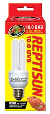 Zoo Med ReptiSun 10.0 UVB Compact Fluorescent Mini Reptile Lamp, 13-Watt
