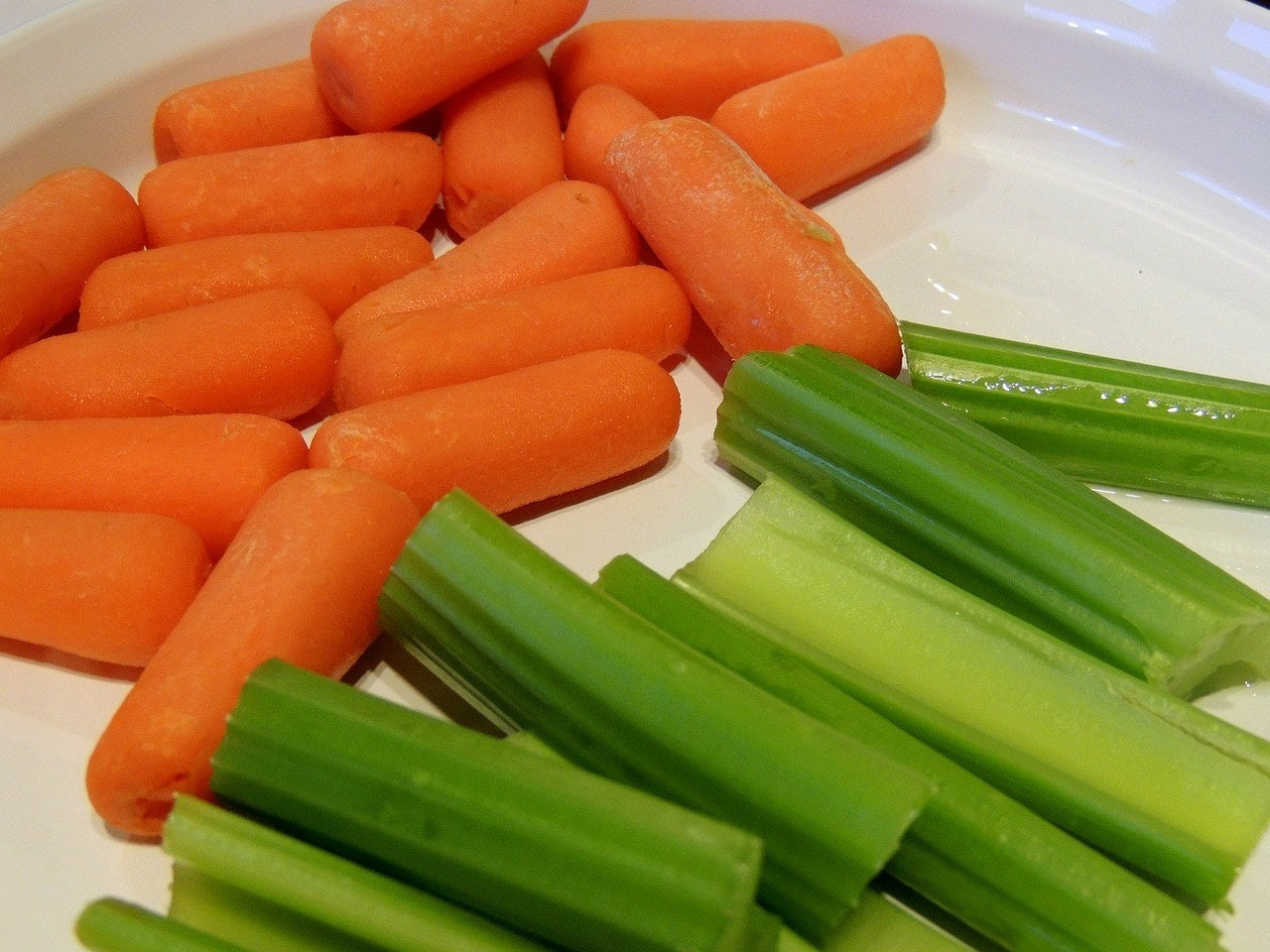baby carrots and chopped celery
