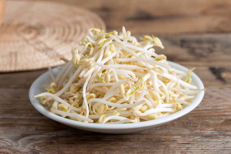 bean sprouts on white plate