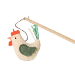 Chicken Wooden Wand Cat Toy 