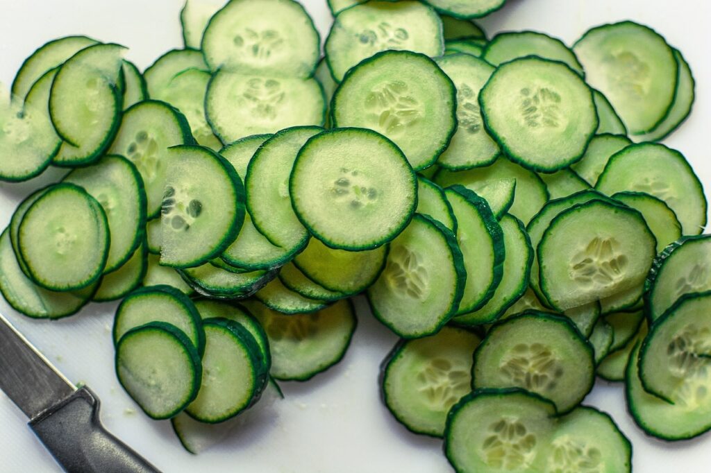 sliced cucumbers