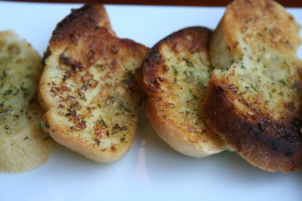 Burnt garlic bread