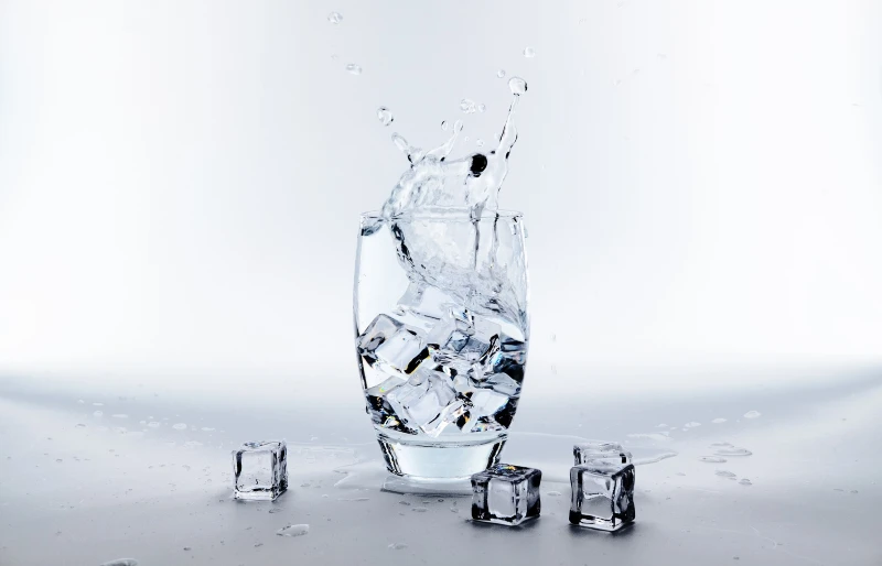 ice water in glass
