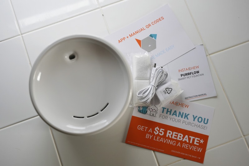 instachew purrflow smart pet fountain contents