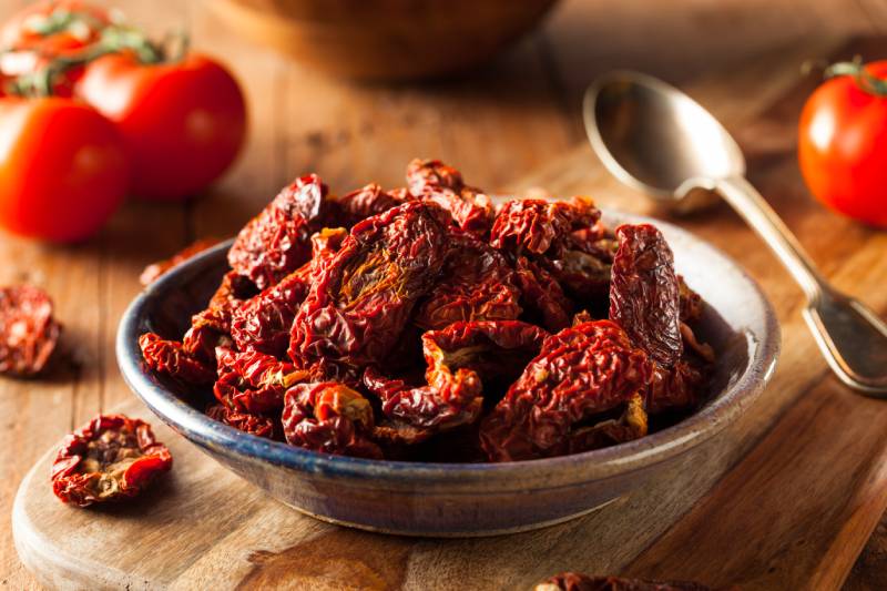 organic raw sun dried tomatoes in a bowl