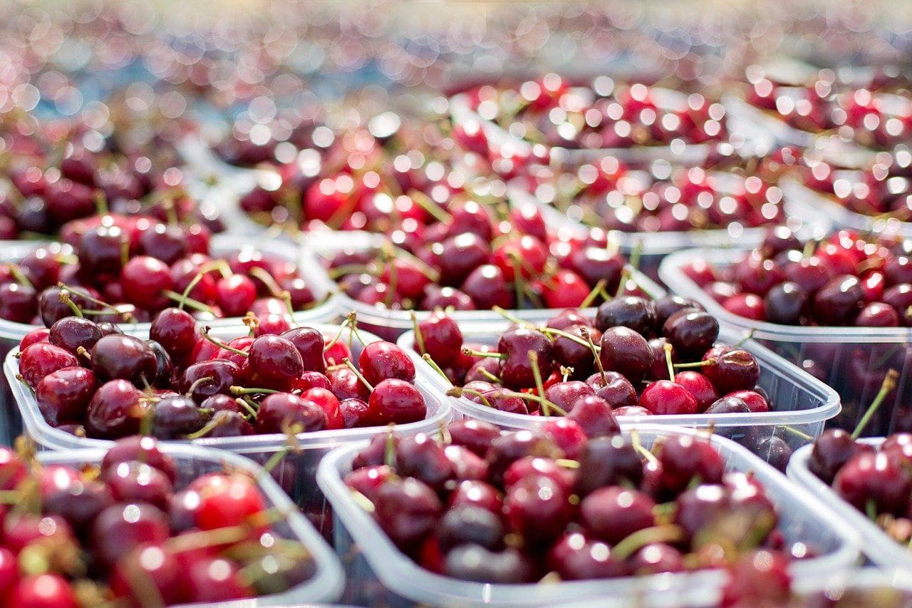 tubs of cherries