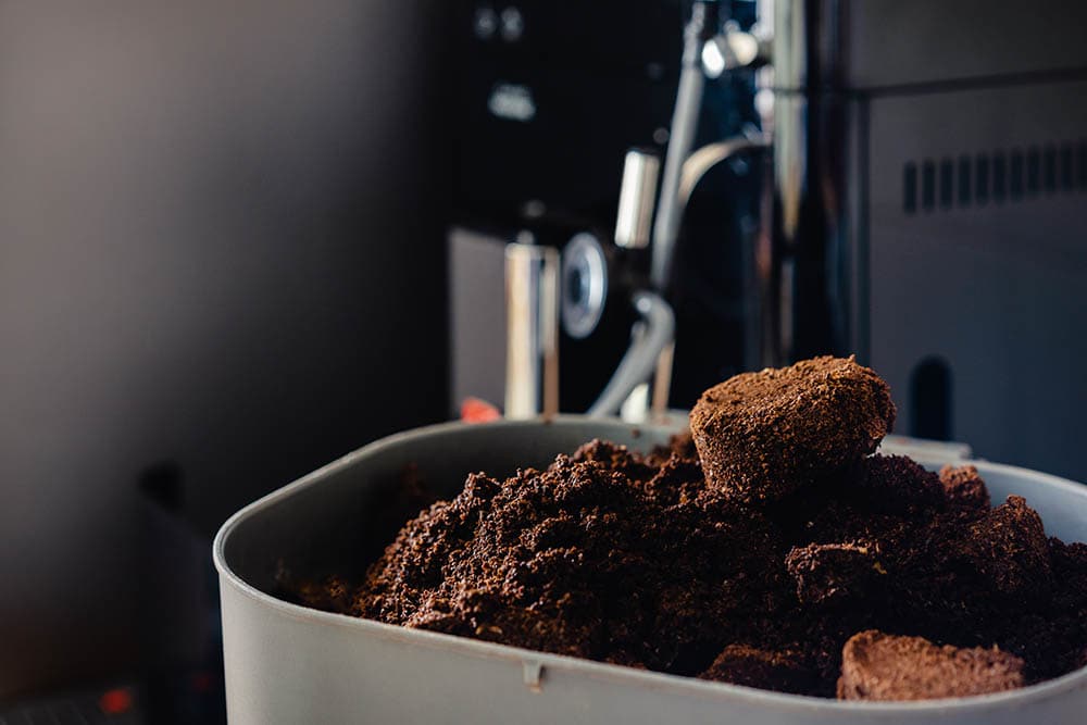Used coffee grounds from coffee machine