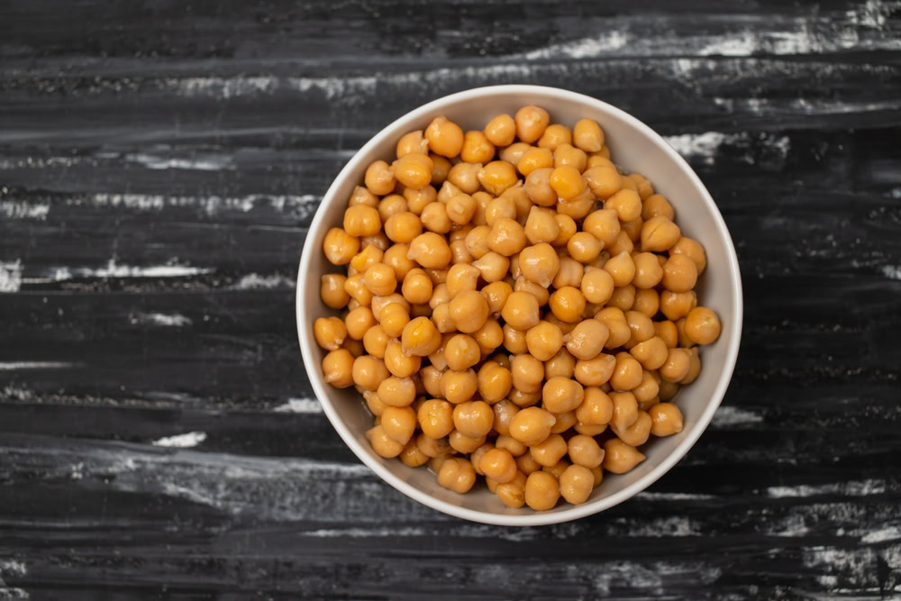 Boiled chickpeas in a bowl