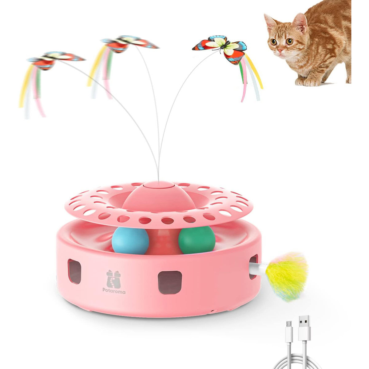 Potaroma Cat Toys 3-in-1 Automatic Interactive Kitten Toy