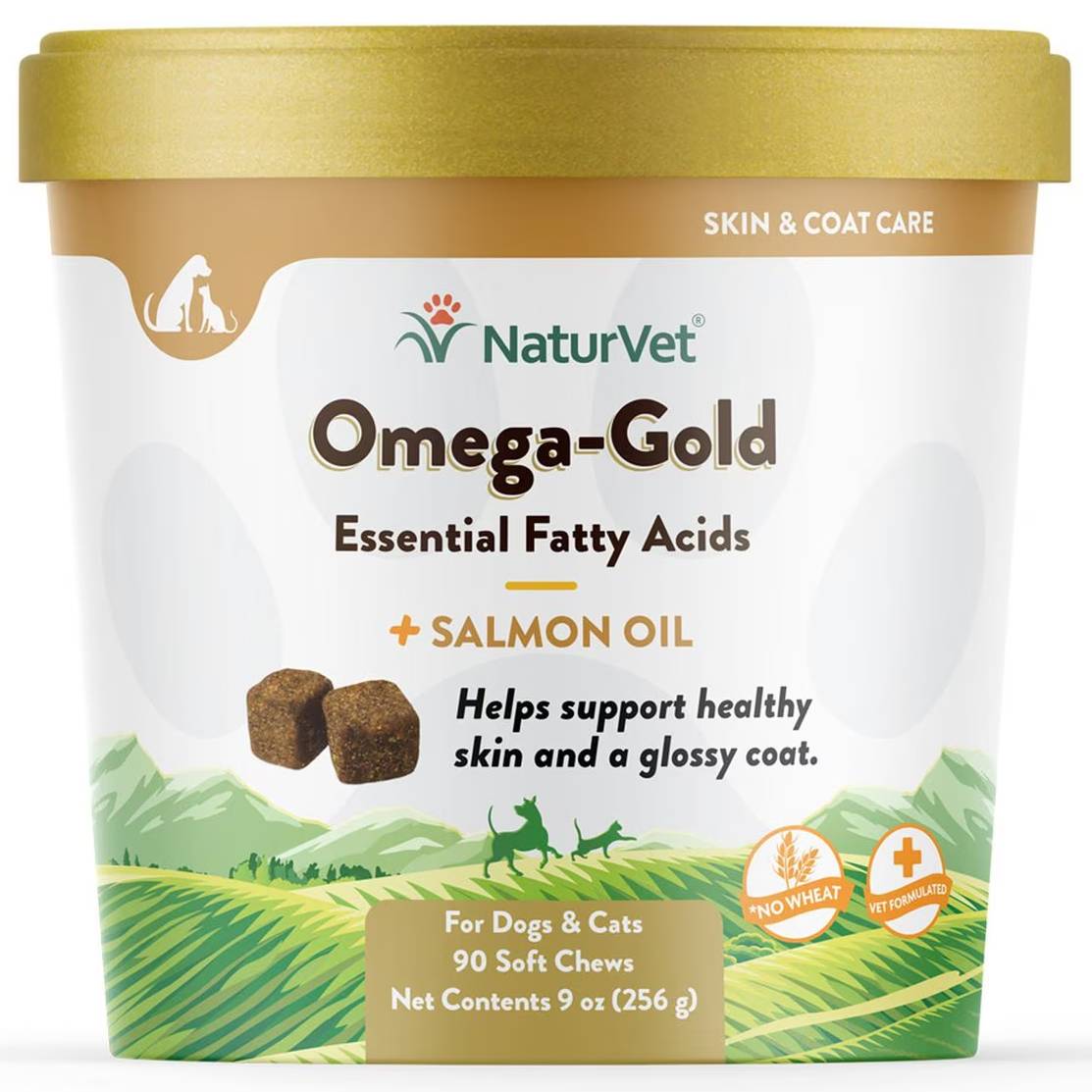 NaturVet Omega-Gold Plus Salmon Oil Soft Chews Skin & Coat Supplement for Dogs & Cats