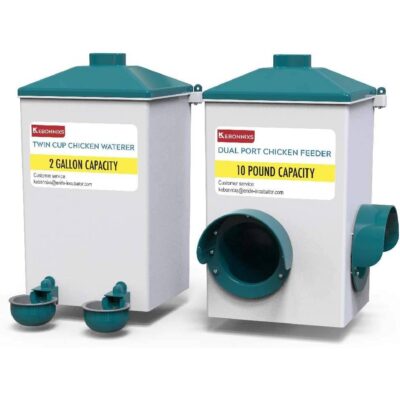 Kebonnixs Automatic Chicken Cup Waterer and Port Feeder Set